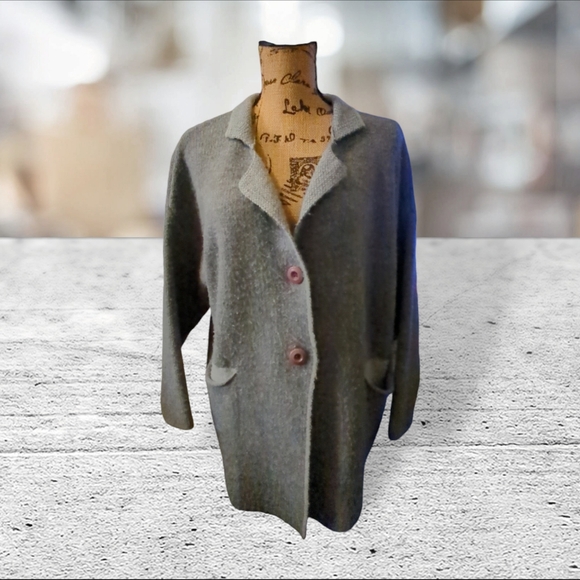 Made in Italy gray wool blend sweater/cardigan size - Picture 3 of 10